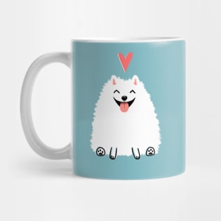 Pomeranian Valentine | Cute White Pomeranian Cartoon Dog Mug